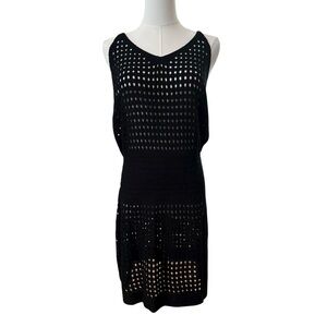 NEW Women's Large Black Crochet Pullover Swimsuit Beachy Vacation Swim Coverup